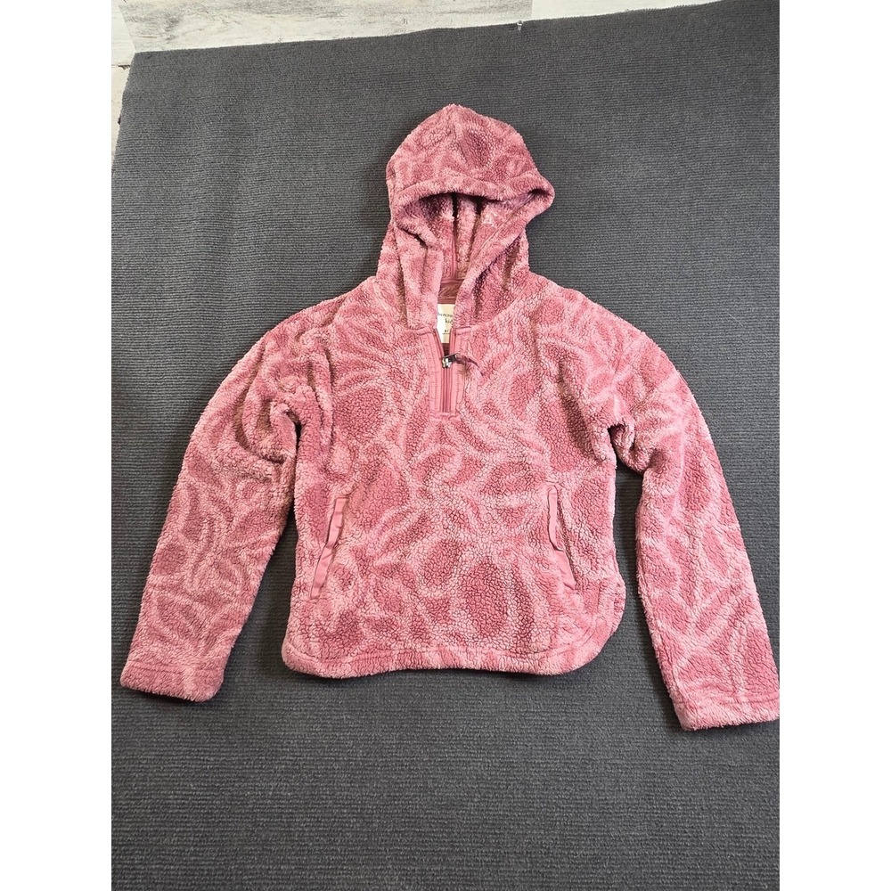 Abercrombie Kids Fleece Hoodie Girls 9/10 Pink Sherpa Quarter Zip Swirl